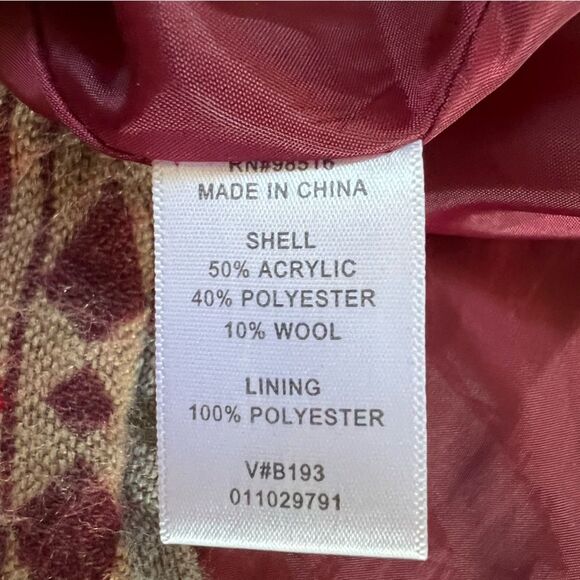 Coldwater Creek Aztec Jacket Blazer Wool Lined Red Size 12 Western Southwestern - Picture 7 of 9